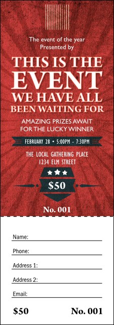 Retro Sunburst Raffle Ticket Product Front