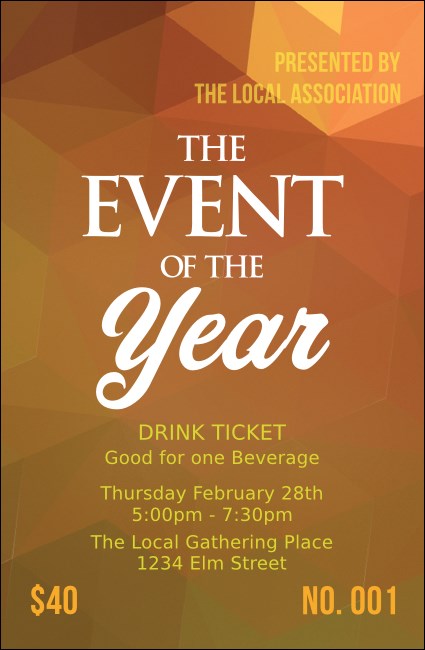 Orange Geometric Drink Ticket Product Front