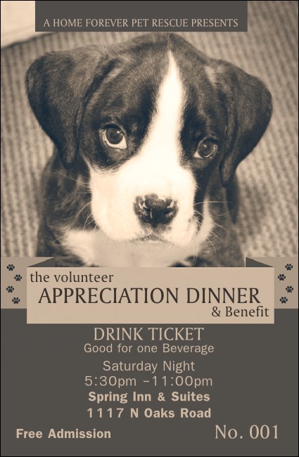 Humane Society Drink Ticket Product Front