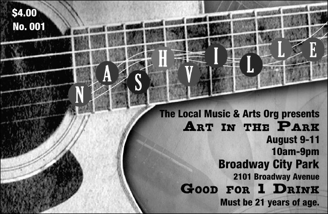 Nashville Drink Ticket (Black and White) Product Front