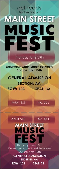 Music Festival Reserved Event Ticket Product Front