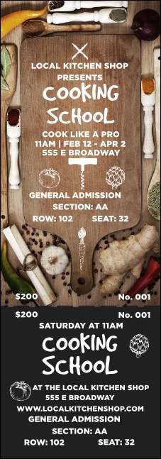 Cooking School Reserved Event Ticket Product Front