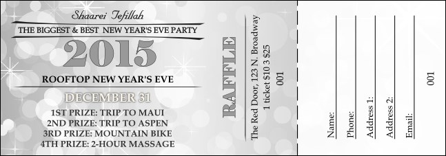 Silver Glitter Raffle Ticket Product Front