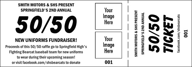 50/50 All Purpose Logo Raffle Ticket 0007 Product Front