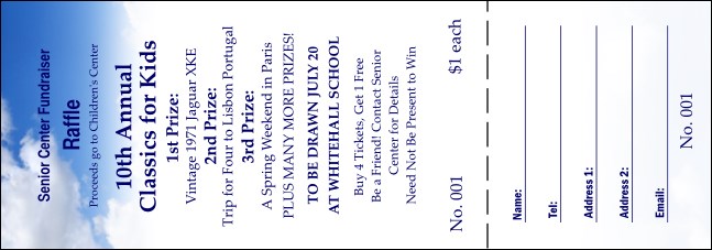 Blue Skies Raffle Ticket 0007 Product Front