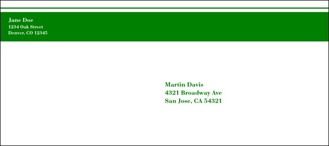 Green Stripe #9 Envelope