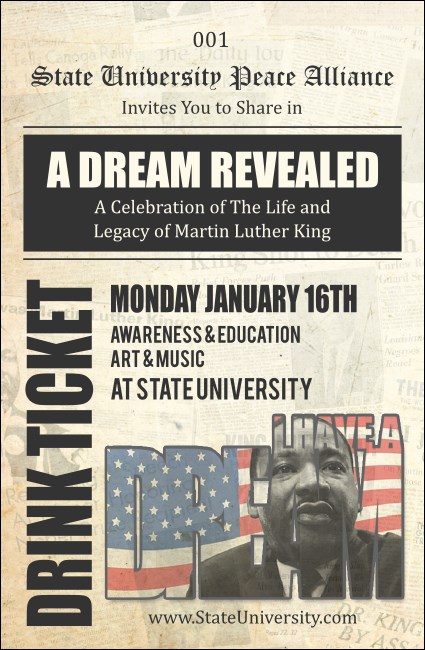 Martin Luther King Jr. Drink Ticket Product Front