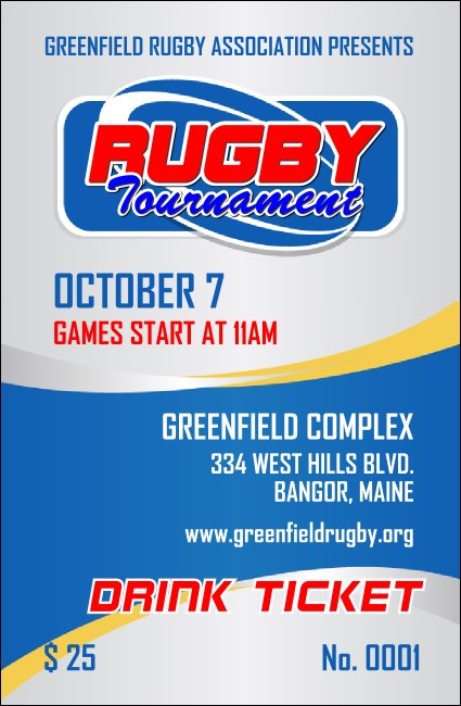 Rugby Tournament 2 Drink Ticket Product Front