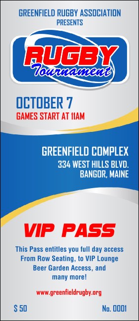 Rugby Tournament 2 VIP Pass Product Front