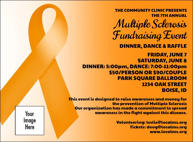 Orange Ribbon Invitation Product Front