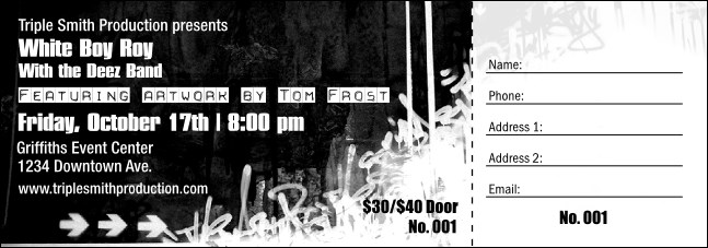 Hip Hop BW Raffle Ticket Product Front