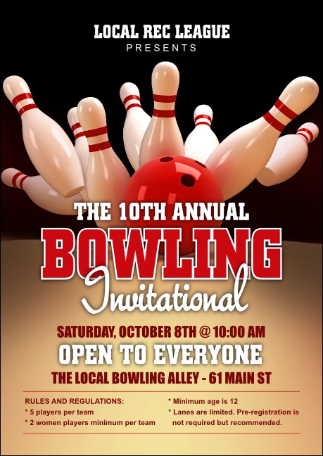 Bowling League Postcard Mailer Product Front