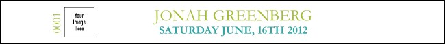 Bar Mitzvah Green and White Invitation Premium Synthetic Wristband Product Front