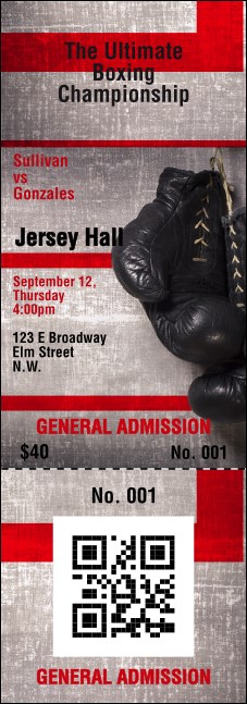Boxing Gloves QR Event Ticket Product Front