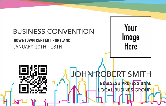 All Purpose Colorful Skyline VIP Event Badge Medium Product Front