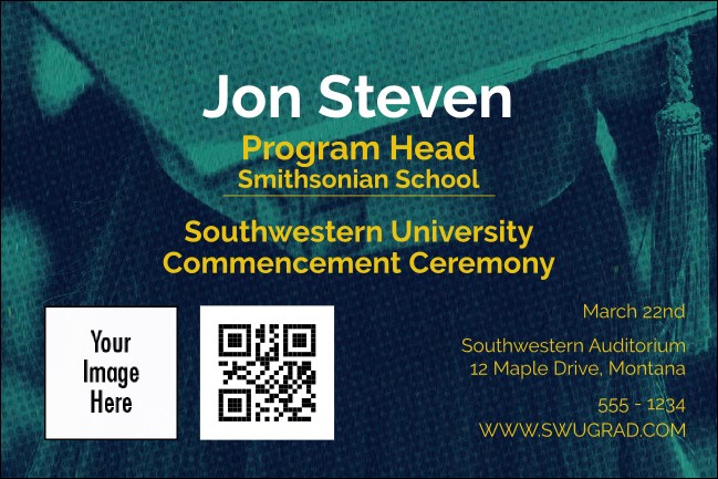 Graduation - Blue and Yellow Economy Event Badge Economy Event Badge