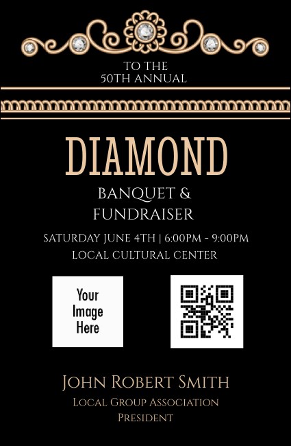 Diamonds Black 2 VIP Event Badge Small Product Front