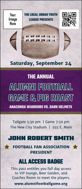 Football Purple VIP Event Badge Large