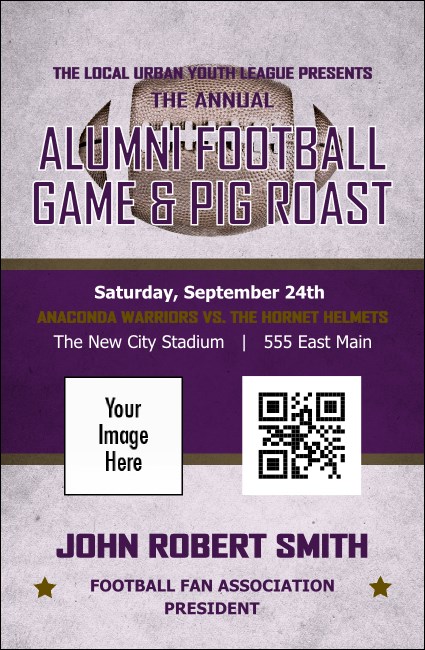 Football Purple VIP Event Badge Small Product Front