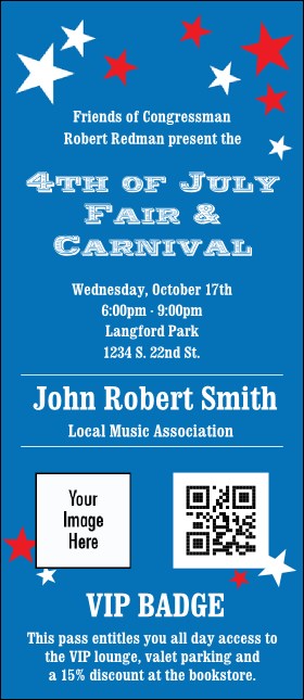 Red, White, and Blue Stars Economy Event Badge VIP Event Badge Large