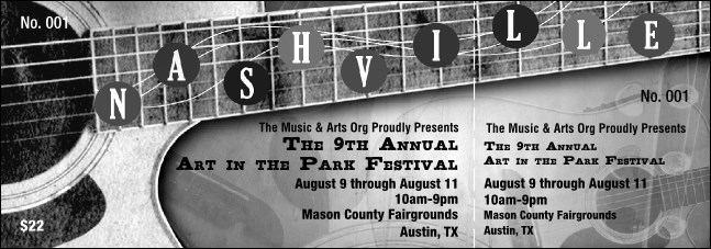 Nashville General Admission Ticket (Black and White) Product Front