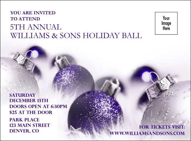 Christmas Ornament Purple Invitation Product Front