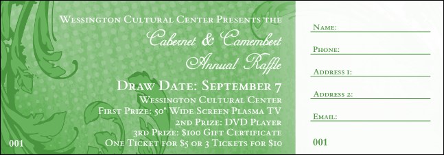 Classic Green Raffle Ticket Product Front
