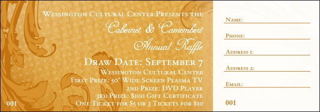 Yellow Classic Raffle Ticket Product Front