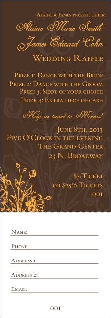 Wedding Classic Raffle Ticket Product Front