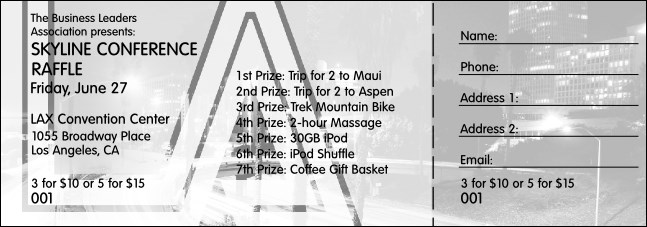Los Angeles Raffle with stub (Black and white) Product Front