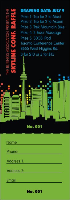 Toronto Raffle Ticket with stub (Black) Product Front