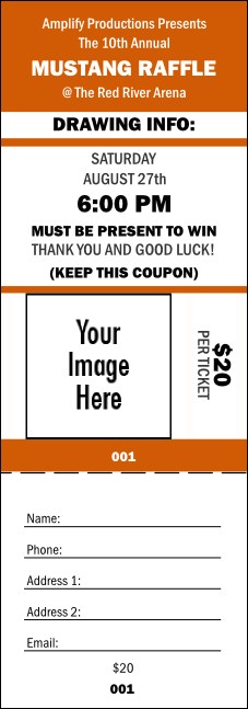 Your Image Raffle Ticket 001 (Orange) Product Front