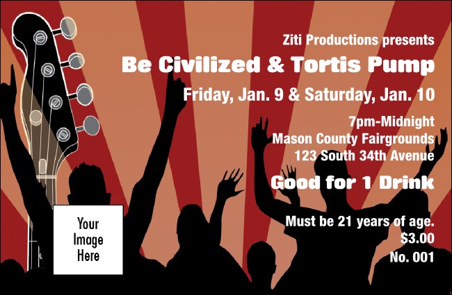 Rock Concert Drink Ticket Product Front