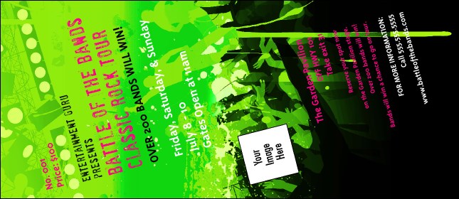 Rock Concert Green VIP Pass Product Front